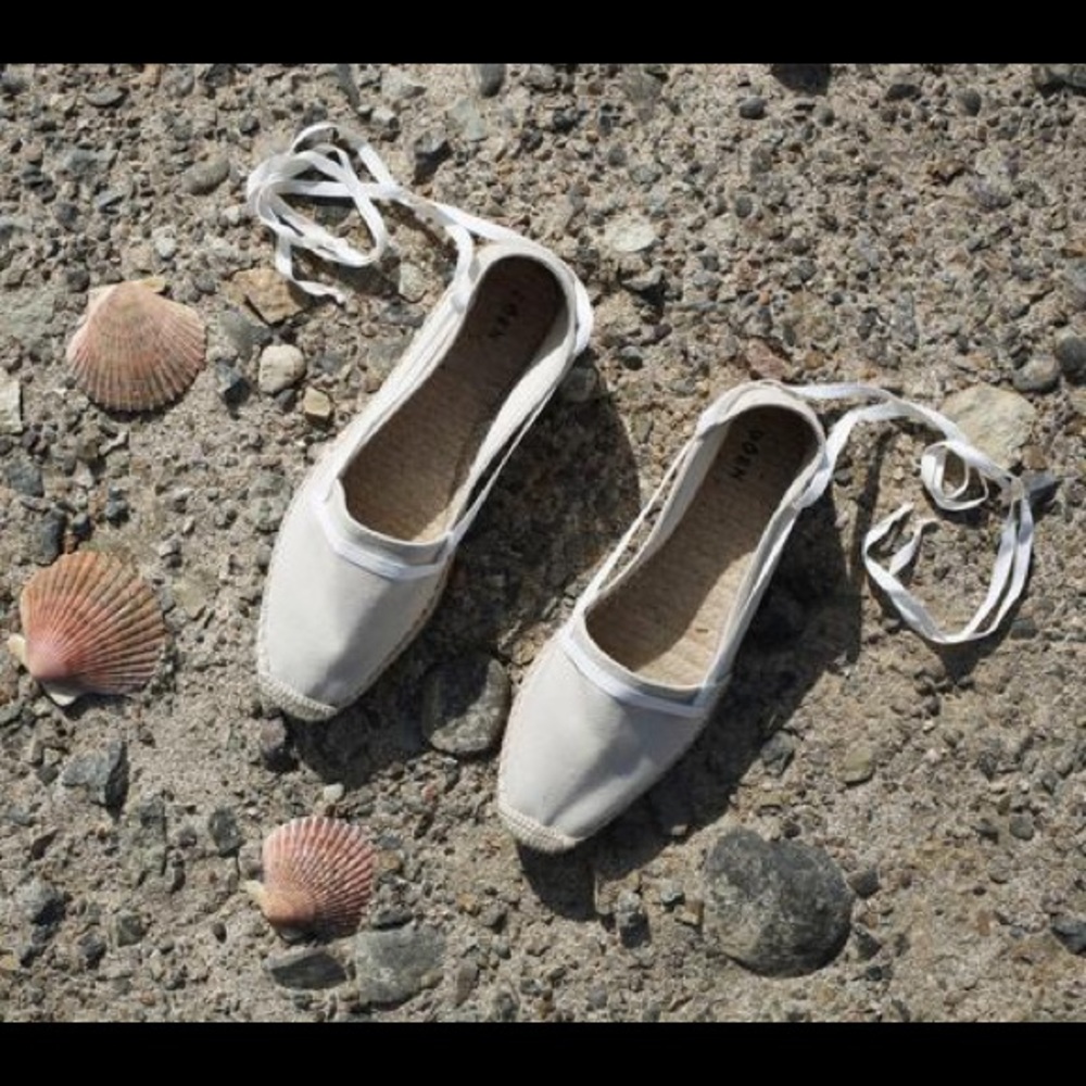 DÔEN Espadrilles Canvas Ankle Tie Jute Flats
